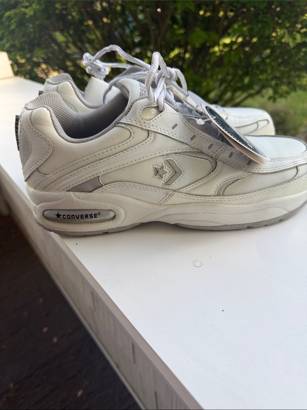 Converse White and Gray Leather Walking Sneakers
